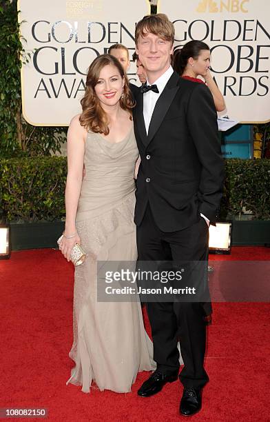 Actress Kelly Macdonald and husband musician Dougie Payne arrive at the 68th Annual Golden Globe Awards held at The Beverly Hilton hotel on January...