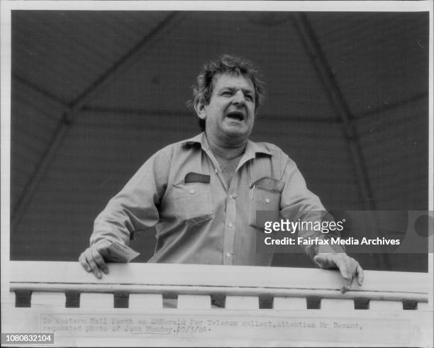 Jack Mundey, independent member standing for the electorate of Gipps Ward, walking up on Observatory Hill. March 25, 1984. .