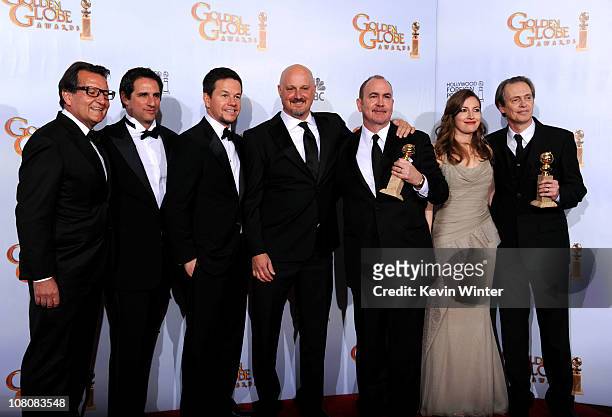Producer Mark Wahlberg , producer Terence Winter , actress Kelly Macdonald and actor Steve Buscemi and producers of "Boardwalk Empire" pose with the...