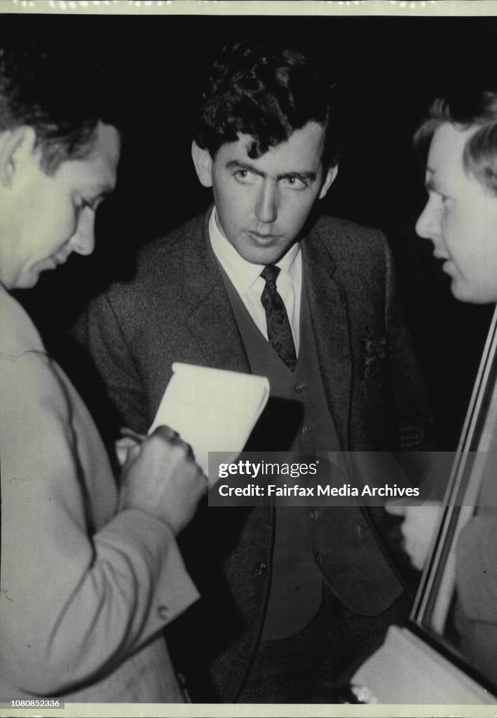 Early this morning Mr. Arthur Calwell was shot while leaving a meeting at the Mosman Town Hall. The shot was fired through the car window. The men was chased and caught by several young men.Barry Robinson one of the men who chassed the assailant.Below: Mr