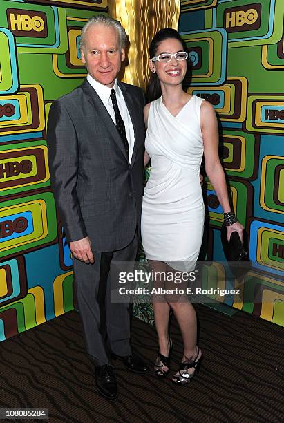 Comedian Bill Maher and Cara Santa Maria arrive HBO's Post 2011 Golden Globe Awards Party held at The Beverly Hilton hotel on January 16, 2011 in...