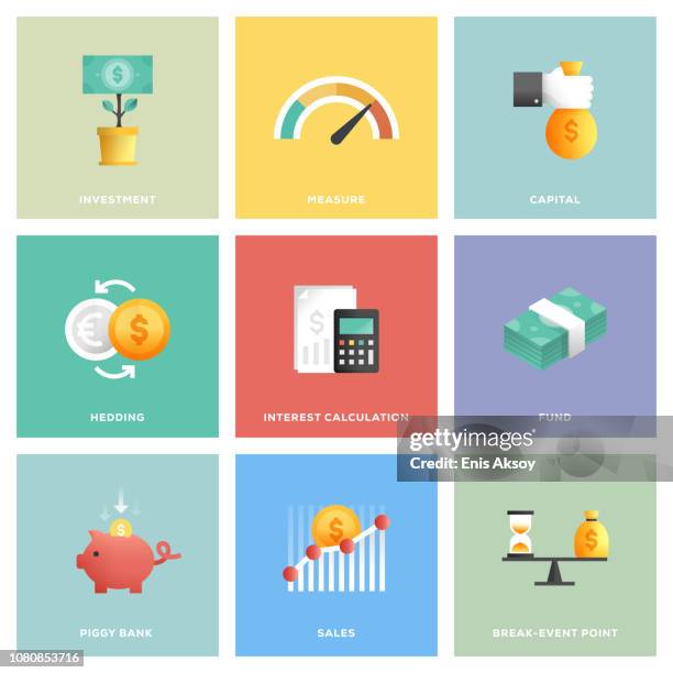 return sie on investment-icon-set - return stock-grafiken, -clipart, -cartoons und -symbole