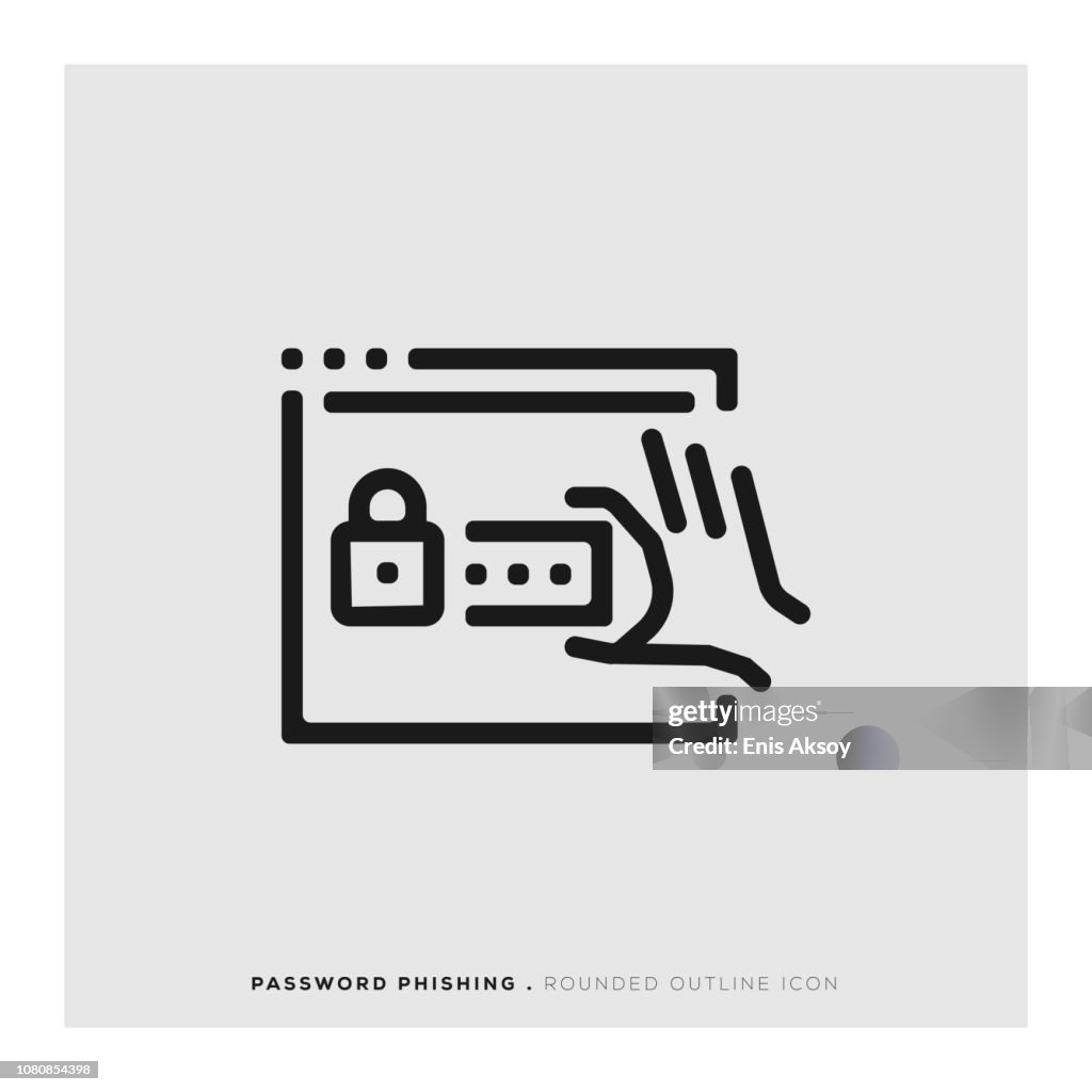Password Phishing Rounded Line Icon