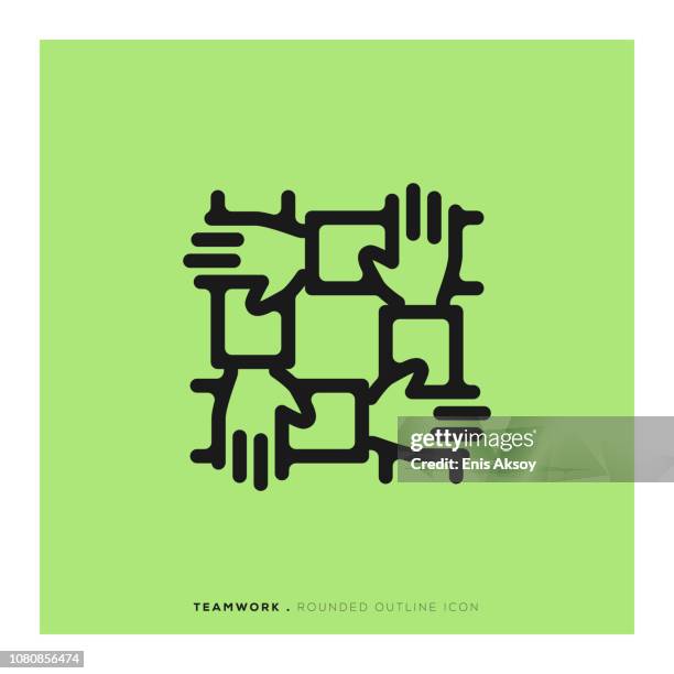 teamwork rounded line icon - workplace ethics stock illustrations