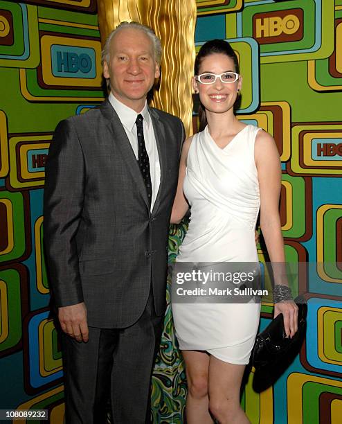 Comedian Bill Maher and Cara Santa Maria attend HBO's 68th Annual Golden Globes After Party at Circa 55 Restaurant on January 16, 2011 in Los...