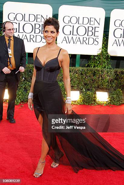 Actress Halle Berry arrives at the 68th Annual Golden Globe Awards held at The Beverly Hilton hotel on January 16, 2011 in Beverly Hills, California.
