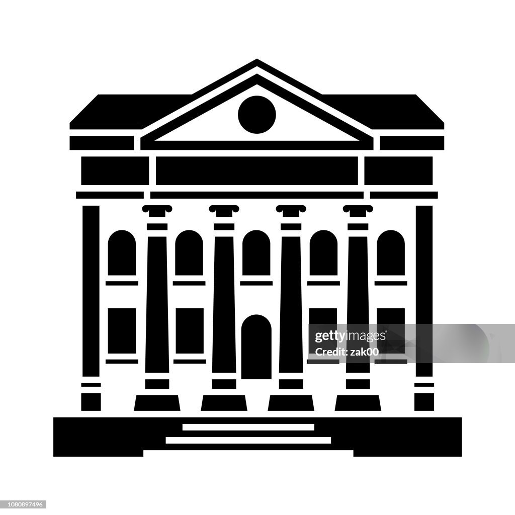 Flat Design Banking and Finance Bank Icon