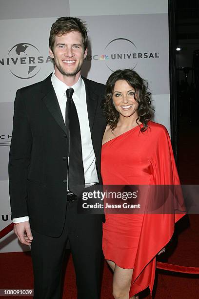 Actors Ryan McPartlin and Danielle Kirlin arrive at NBC Universal's 68th Annual Golden Globes After Party held at The Beverly Hilton hotel on January...