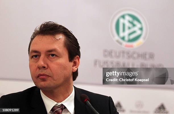 Media director Ralf Koettker of the German Football Association is seen during the press conference of the German Football Association. The German...