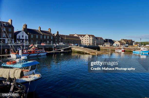 the harbour of kirkwall, capital of orkney - orkney stock pictures, royalty-free photos & images