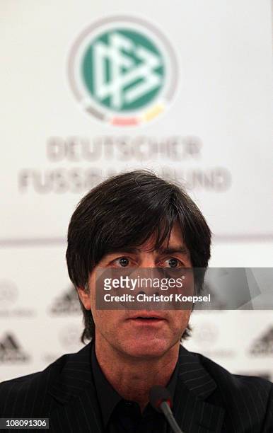National coach Joachim Loew of Germany attends the press conference of the German Football Association. The German Football convention hosts the...