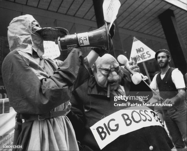 Tasmanian Wilderness Society NSW held public action against BHP application for mining of Mt. Anne region outside headquarters of BHP in City...