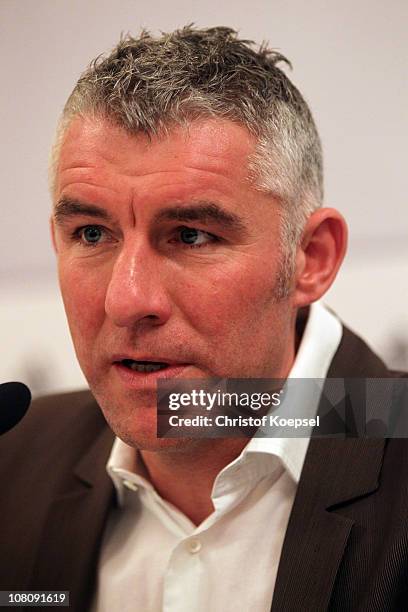 Head coach Mirko Slomka of Hannover attends the press conference of the German Football Association for Bundesliga coaches at Kempinski-Hotel...