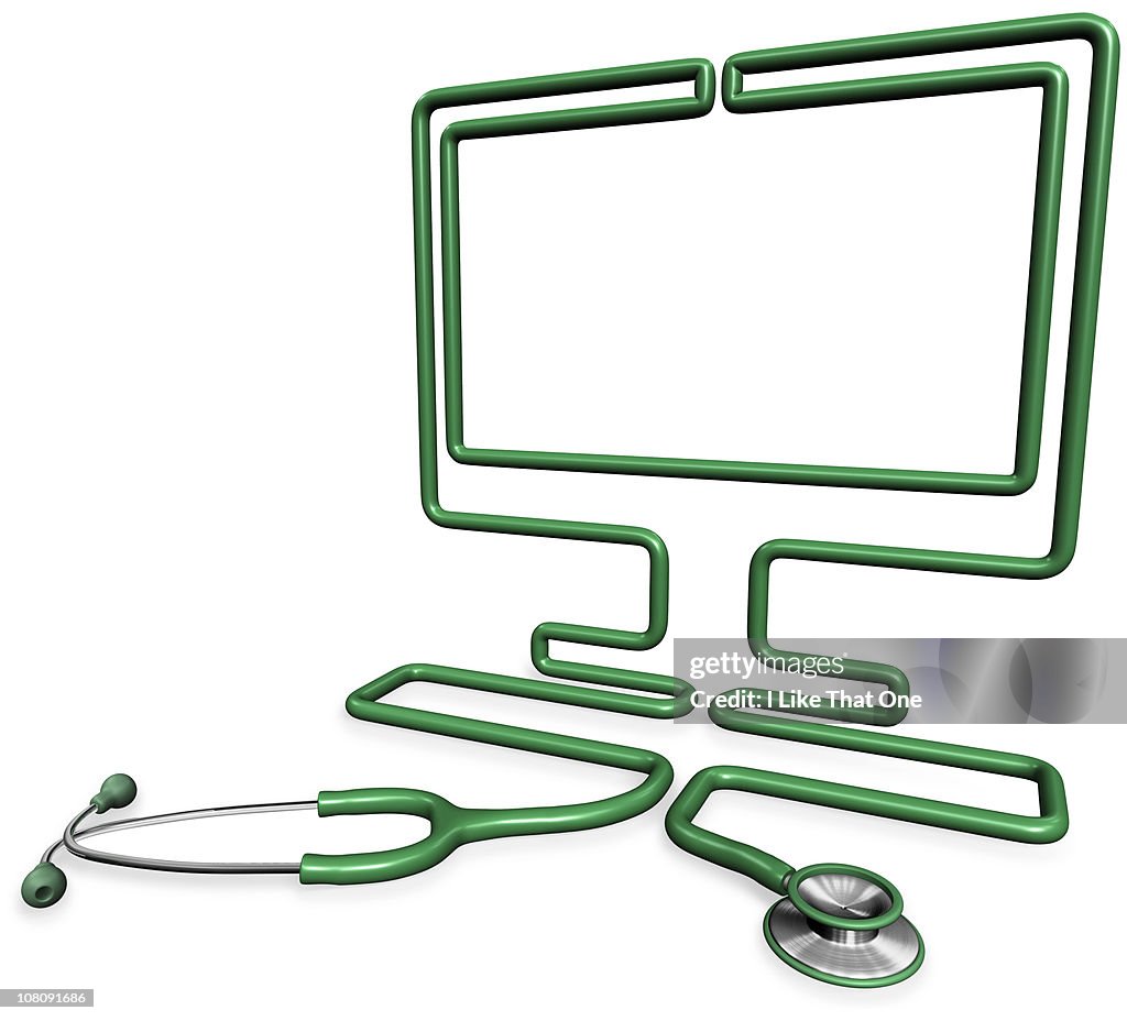 Stethoscope forming a computer shape