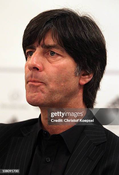 National coach Joachim Loew of Germany attends the press conference of the German Football Association for Bundesliga coaches at Kempinski-Hotel...