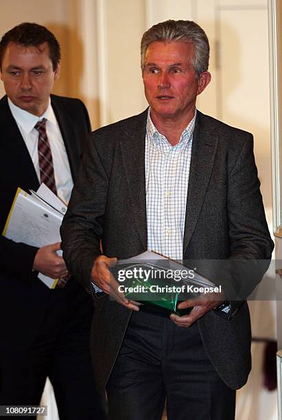 Head coach Jupp Heynckes of Leverkusen is seen prior to the press conference of the German Football Association for Bundesliga coaches at...