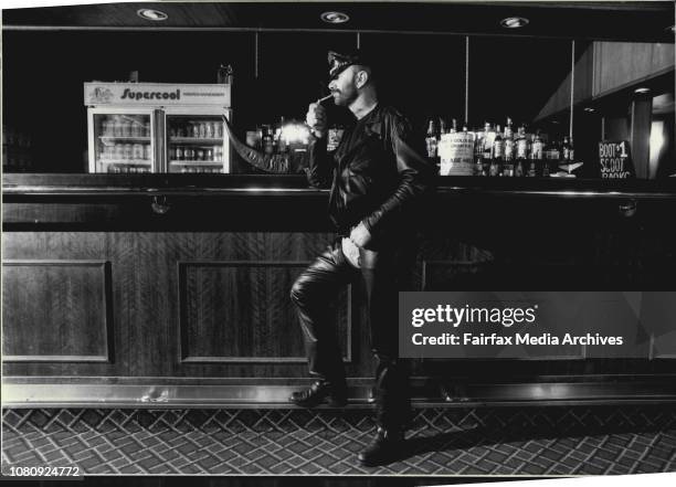 Member of the Sydney Gay scene, Grant Kilbe of Woollahra, at the bar of the Paddington Green Hotel in Sydney famous Oxford Street, Australia, July...