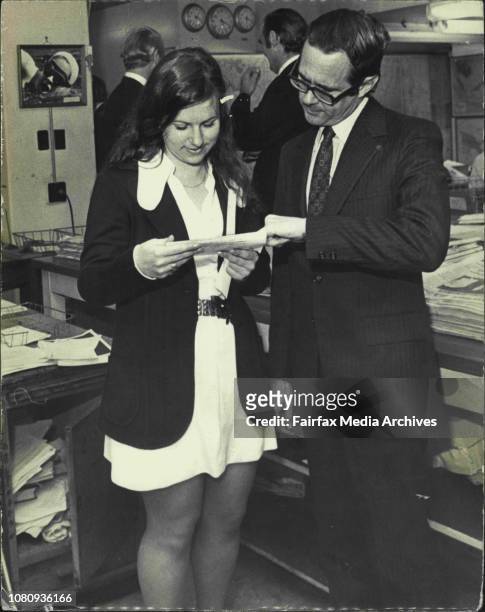 Isabelle Lukas and Gavin Souter.Presentation to cadets for Townsend award. November 24, 1972. .