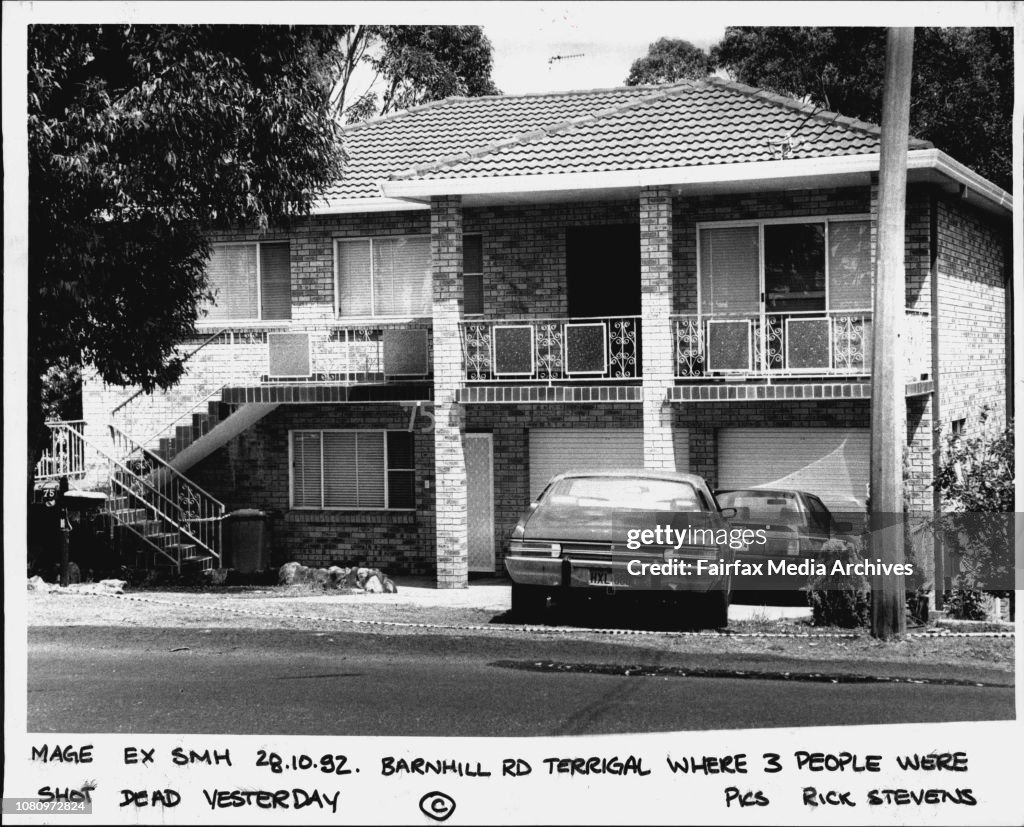 Barnhill Rd Terrigal where 3 people were shot dead yesterday.
