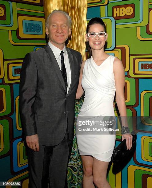 Comedian Bill Maher and Cara Santa Maria attend HBO's 68th Annual Golden Globes After Party at Circa 55 Restaurant on January 16, 2011 in Los...