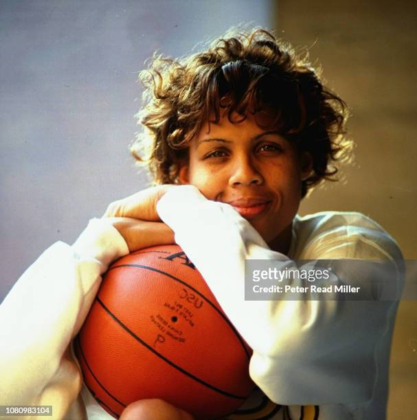 Closeup portrait of USC coach Cheryl Miller posing with basketball during photo shoot. Los Angeles, CA 11/5/1993CREDIT: Peter Read Miller