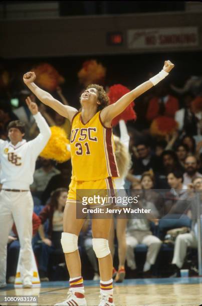Finals: USC Cheryl Miller victorious during game vs Lousiana Tech at Old Dominion University Fieldhouse.Norfolk, VA 4/3/1983CREDIT: Jerry Wachter