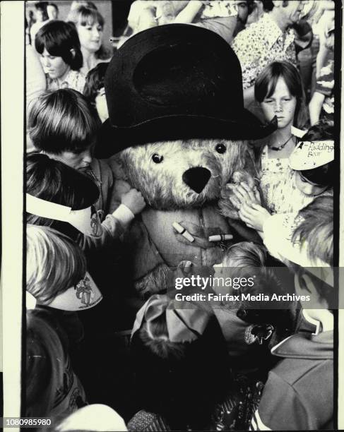 Paddington Bear arrived in Sydney today.Pictured at Sydney Airport with children and Qantas' own koala, who was at airport to meet the visitor.That...