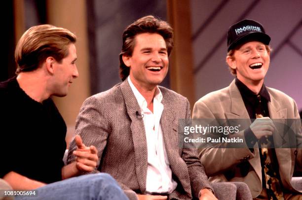 Actors William Baldwin, left, Kurt Russell, center, and Ron Howard appear on the Oprah Winfrey Show to promote the movie Backdraft, Chicago,...