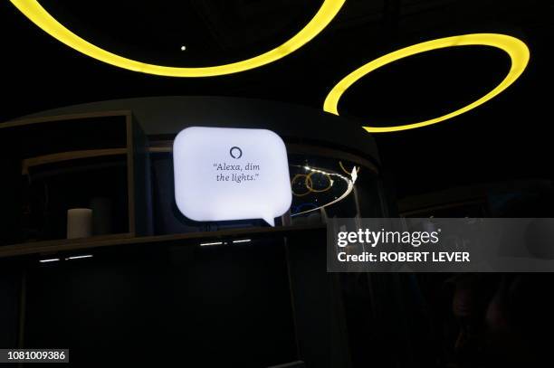 Amazon's exhibit at the 2019 Consumer Electronics Show on January 11, 2019 highlighted how its Alexa digital assistant can connect to numerous smart...