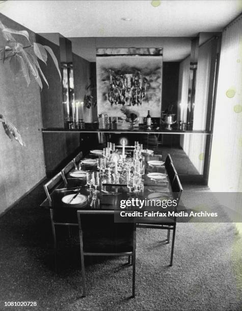 The interior of the home of Mr. &amp; Mrs. McArdle of Middle Harbour.The dining room of the house. January 16, 1978. .