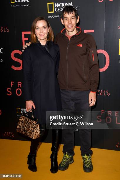 Victoria Pendleton and Alex Honnold attend the National Geographic's gala screening of "Free Solo" at BFI Southbank on December 11, 2018 in London,...