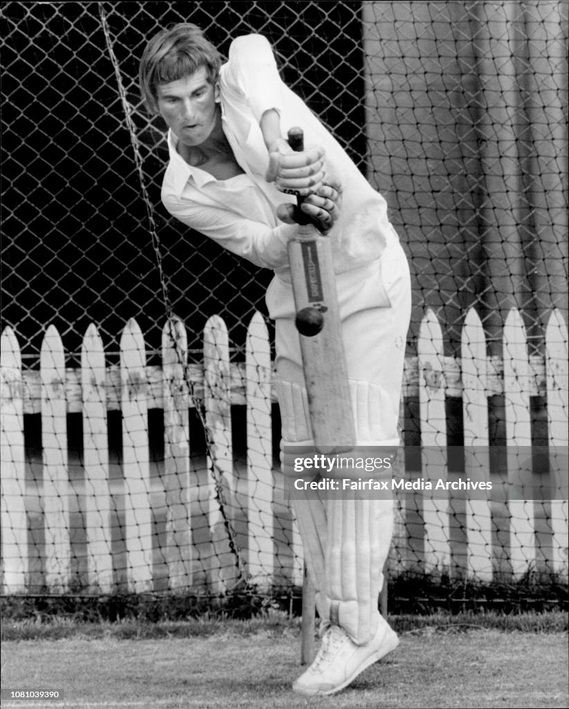 New opening batsman Andrew Hilditch in action in the nets.Australian... News Photo - Getty Images