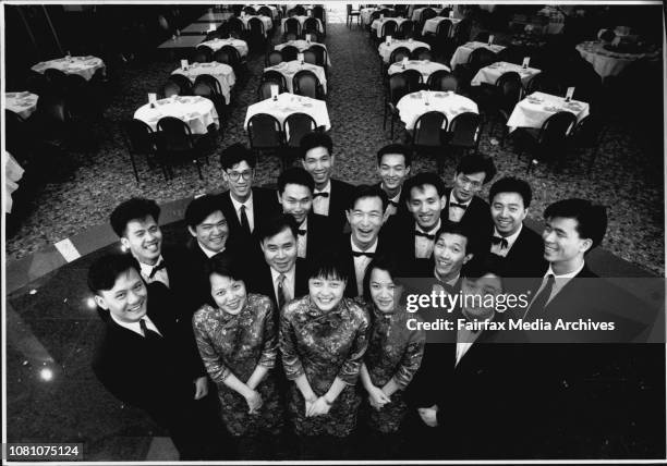 Anthony Dennis.A plethora of waiters at the marigold restaurant, China Town, Sydney.On the other side of George Street, Business is brisker at the...