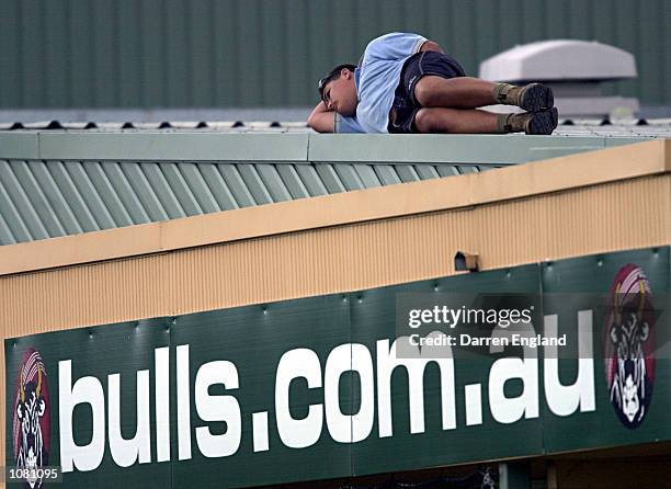 Queensland Bulls fan finds the game a bit boring during the Pura Cup match between Queensland and Victoria played at Allan Border Field in Brisbane,...