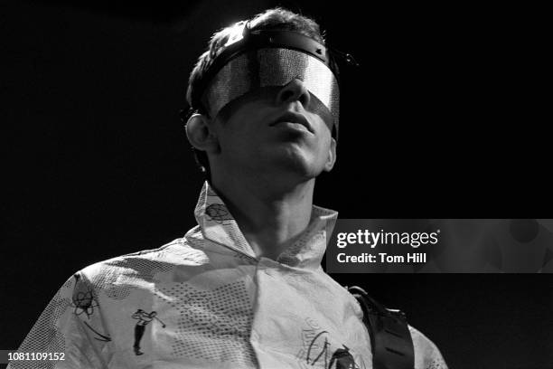 Guitarist Bob Mothersbaugh of Devo performs at The Agora Ballroom on July 27, 1979 in Atlanta, Georgia.