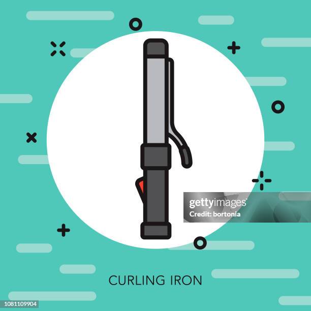 curling iron thin line appliance icon - thin font stock illustrations