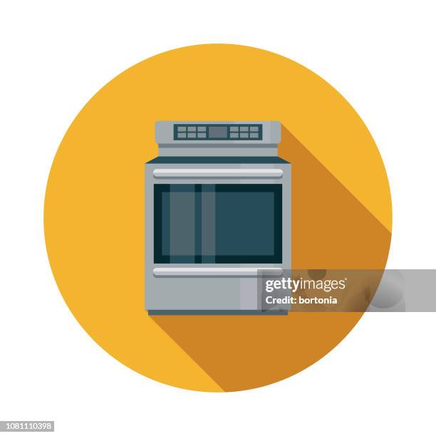 stove flat design appliance icon - range cooker stock illustrations