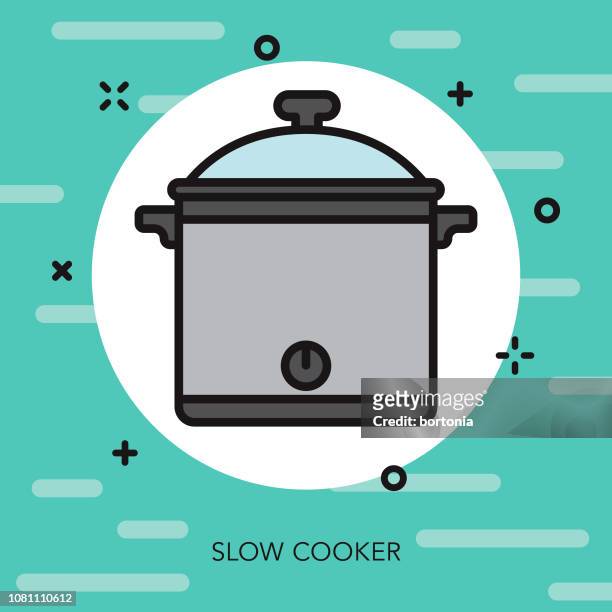 slow cooker thin line appliance icon - crock pot stock illustrations