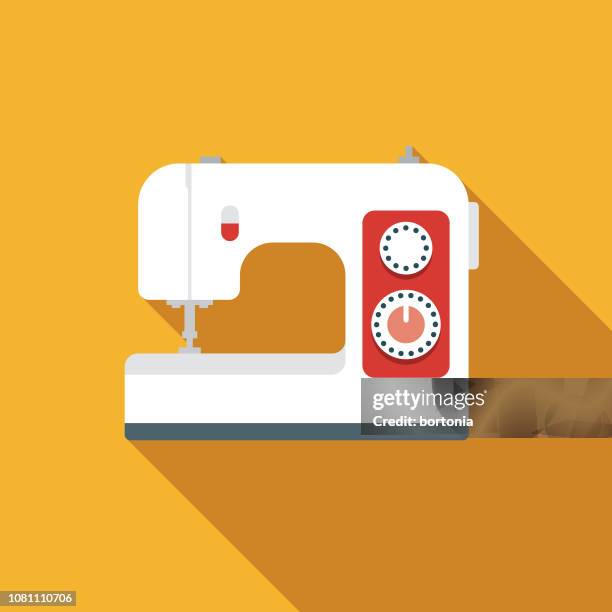 sewing machine flat design appliance icon - sewing machine stock illustrations