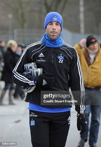 Ruud van Nistelrooy arrives at the training session of Hamburger SV on January 18, 2011 in Hamburg, Germany.