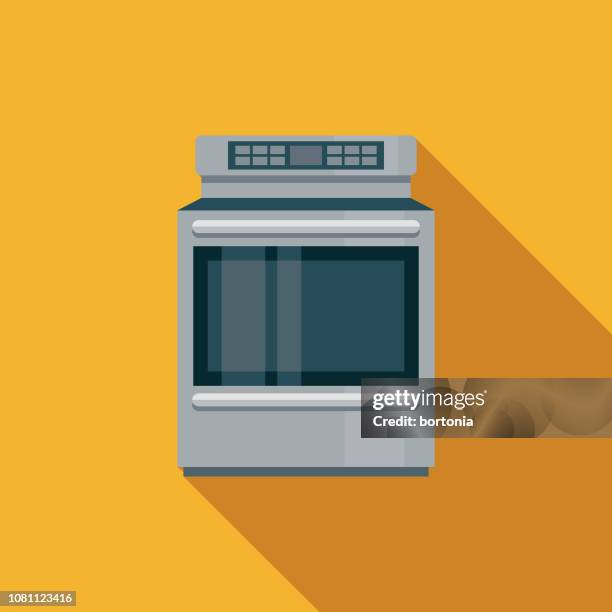 ilustrações, clipart, desenhos animados e ícones de fogão design plano aparelho ícone - oven