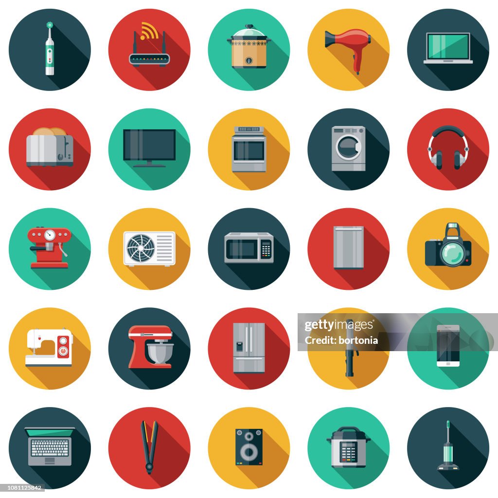 Home Appliances Flat Design Icon Set