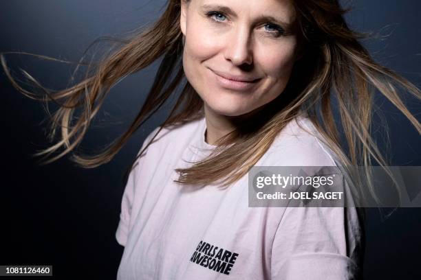 Swiss snowboarder Anne-Flore Marxer poses during a photo session on January 8 in Paris.