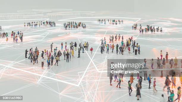 mensen en moderne technologie verbinding - sociale bijeenkomst stockfoto's en -beelden