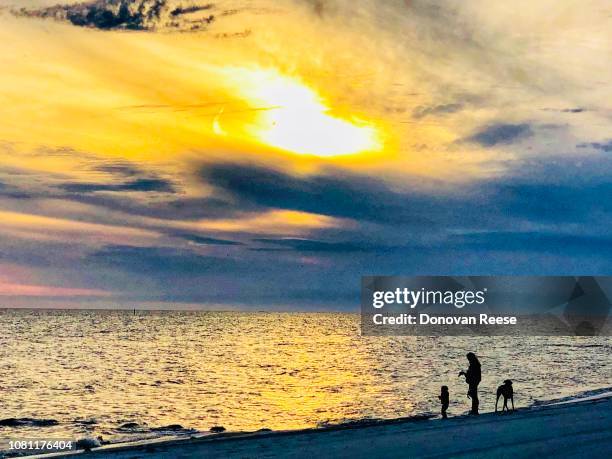 biloxi mississippi beach at sunset - biloxi stock pictures, royalty-free photos & images