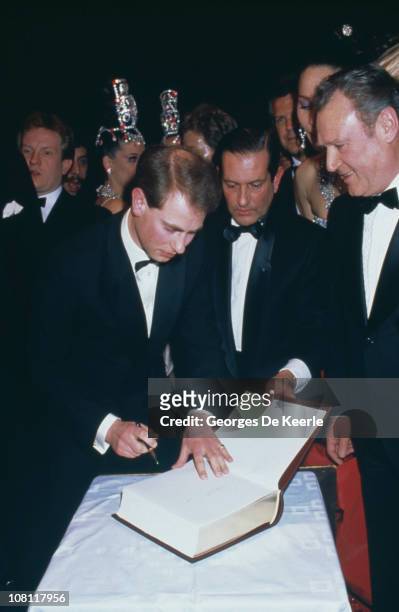 Prince Edward, Earl of Wessex, visits the Moulin Rouge in Paris, 20th February 1988.