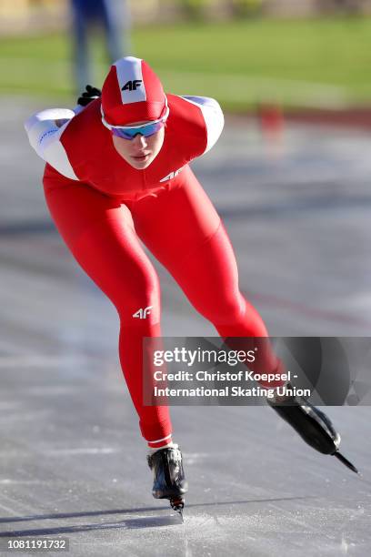 Karolina Gasecka of Poland skates during the ladies 3000 meter allround race during Day 1 of the ISU European Speed Skating Championships at Ritten...