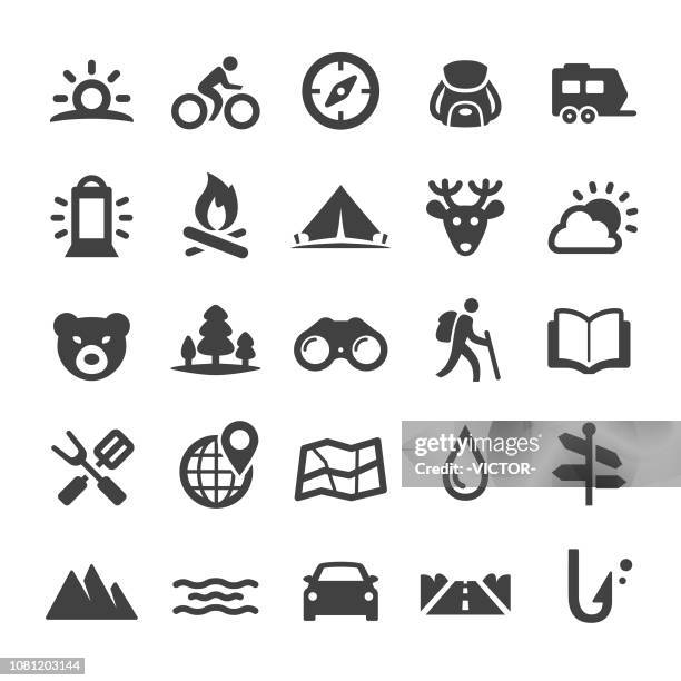 reisen und camping ikonen - smart-serie - camping stock-grafiken, -clipart, -cartoons und -symbole