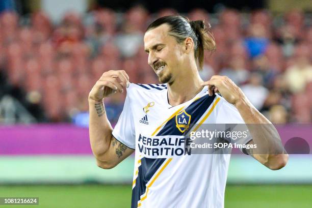 Zlatan Ibrahimovic during 2018 MLS Regular Season match between Toronto FC and LA Galaxy at BMO Field .