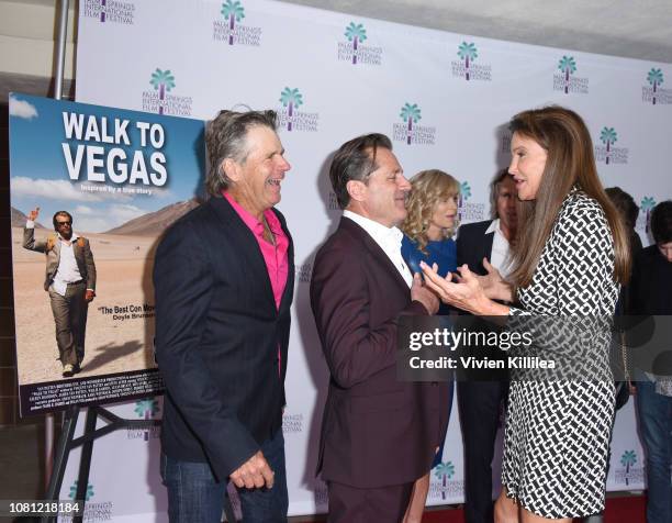 Nels Van Patten, James Van Patten and Caitlyn Jenner attend a screening of "Walk To Vegas" at the 30th Annual Palm Springs International Film...